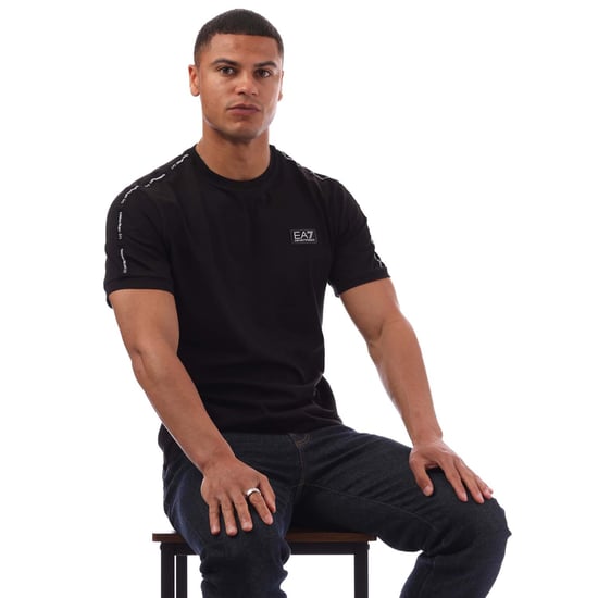 Men's Emporio Armani EA7 Logo Tape T-Shirt in Black - Image 4