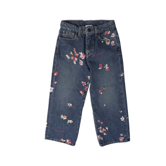 Girl's Palm Angels Juniors Medium Wash Flower Denim Jeans in Blue red - Image 1