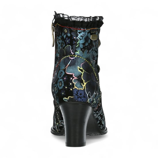 Laura Vita Elcodieo 224 Blauwe Bloemen Dames Gothic Victoriaanse Leren Enkellaarzen met Hak - Image 6