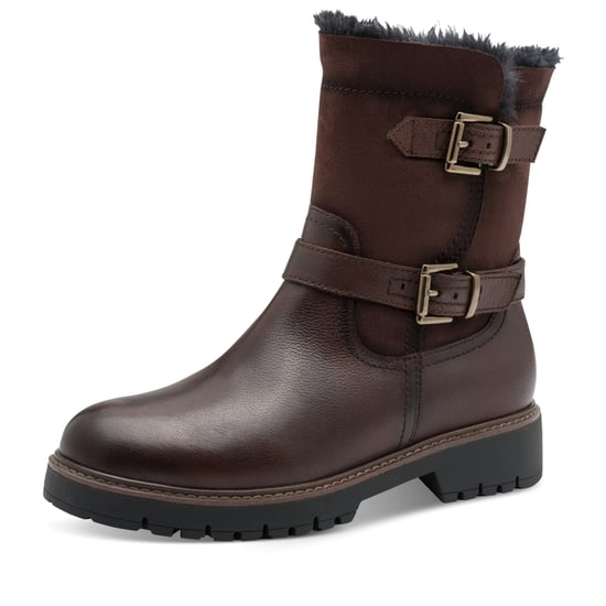 Tamaris Dames Winter Mocca Bruine Leren Gesp Rits Biker Enkellaarsjes - Image 3