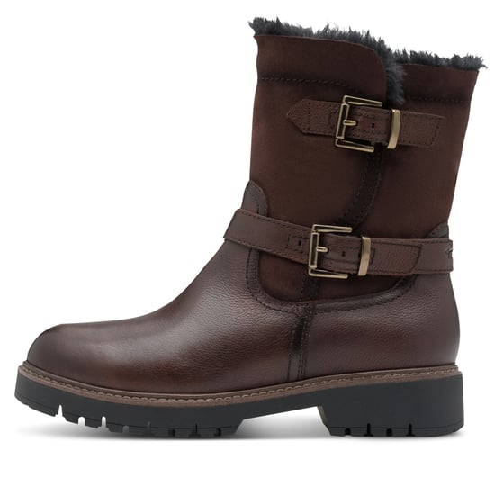Tamaris Dames Winter Mocca Bruine Leren Gesp Rits Biker Enkellaarsjes - Image 4