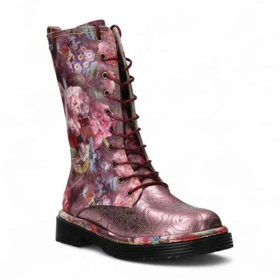 Laura Vita Incaso-18 Burgundy Floral Dames Gothic Victoriaanse Leren Hoge Laarzen - Image 3