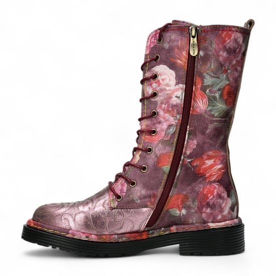 Laura Vita Incaso-18 Burgundy Floral Dames Gothic Victoriaanse Leren Hoge Laarzen - Image 4