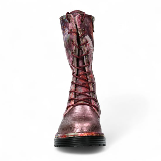 Laura Vita Incaso-18 Burgundy Floral Dames Gothic Victoriaanse Leren Hoge Laarzen - Image 5