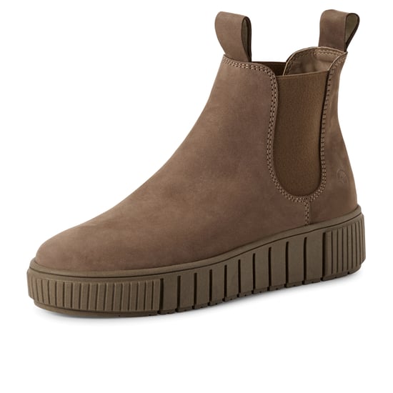 Tamaris Dames Taupe Bruine Leren Chelsea Enkellaarsjes - Image 3