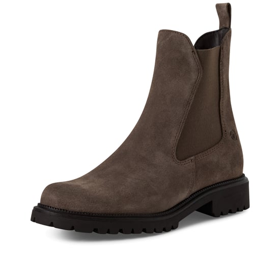 Tamaris Dames Taupe Bruine Leren Klassieke Hoge Chelsea Enkellaarsjes - Image 3