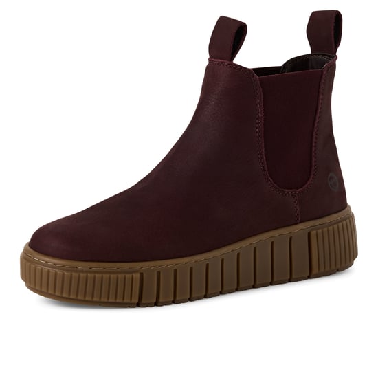 Tamaris Dames Bordeaux Burgundy Leren Chelsea Enkellaarsjes - Image 3