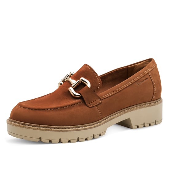 Tamaris Dames Cognac Tan Bruine Leren Loafers Slip-On Platform Schoenen - Image 3