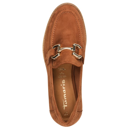 Tamaris Dames Cognac Tan Bruine Leren Loafers Slip-On Platform Schoenen - Image 5