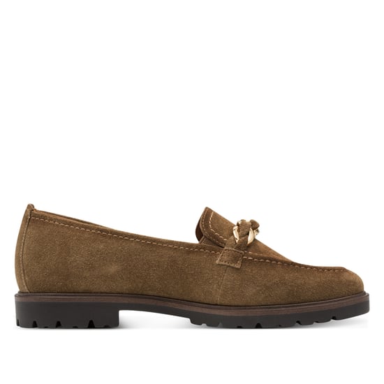 Tamaris Dames Camel Bruine Suède Loafers - Image 1