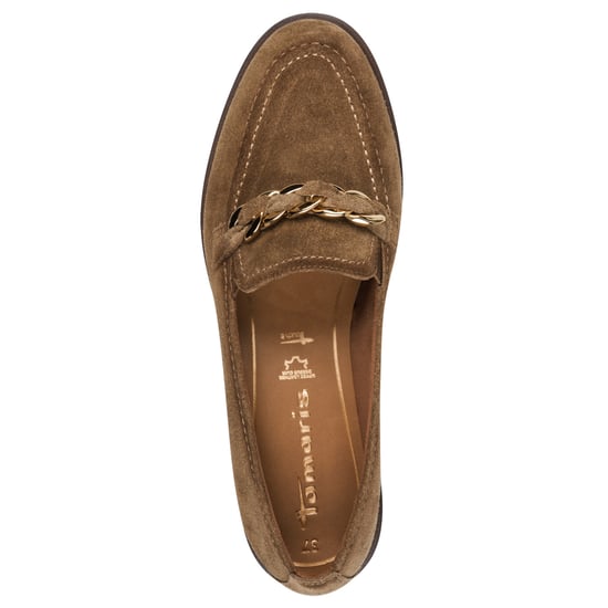 Tamaris Dames Camel Bruine Suède Loafers - Image 5