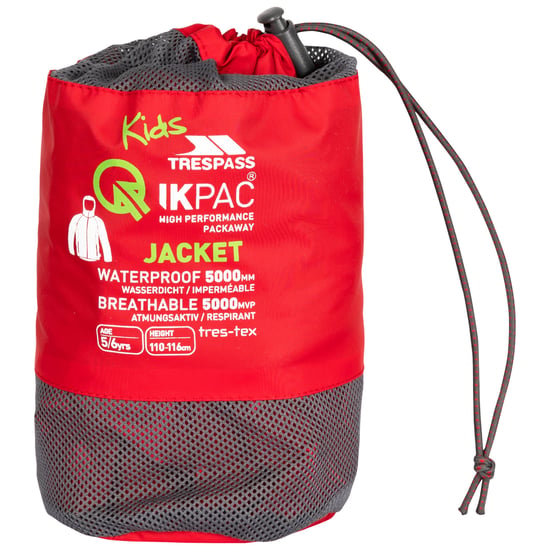 Trespass Kinder/Kinder Qikpac Packaway Jas (Rood) - Image 3