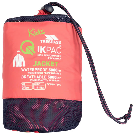 Trespass Kinder/Kinder Qikpac Packaway Jas (Perzik Blos) - Image 3