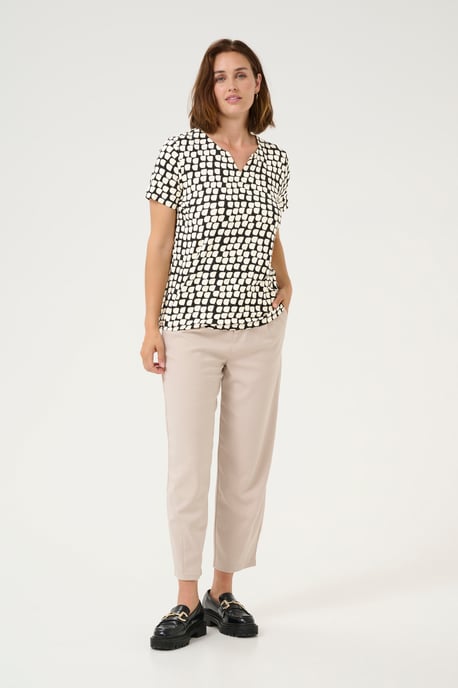 Blouse met korte mouwen Regular fit Black_Sand Graphic Dot black - Image 1
