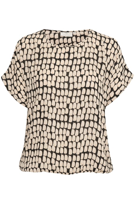 Blouse met korte mouwen Relaxed fit Black_Sand Graphic Dot black - Image 4