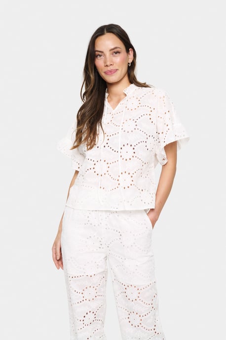 Blouse met korte mouwen Loose fit Ice white - Image 2
