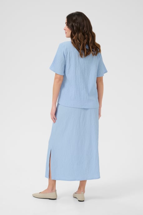 Blouse met korte mouwen Regular fit Soft Chambray light blue - Image 2