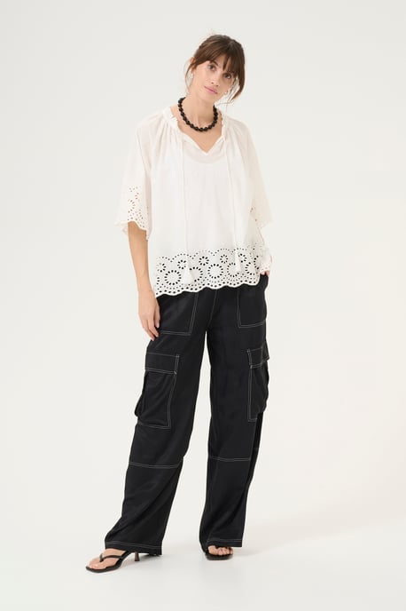 Blouse met korte mouwen Relaxed fit Spring Gardenia white - Image 1