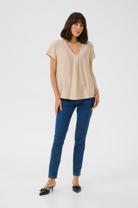 Blouse met korte mouwen Regular fit Feather Grey CC beige - Image 1