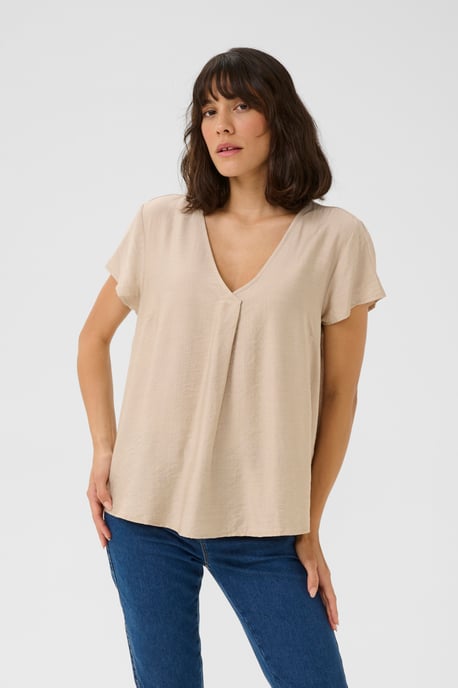 Blouse met korte mouwen Regular fit Feather Grey CC beige - Image 3