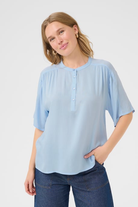 Blouse met korte mouwen Casual fit Windsurfer light blue - Image 3