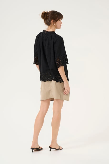 Blouse met korte mouwen Relaxed fit Black - Image 2