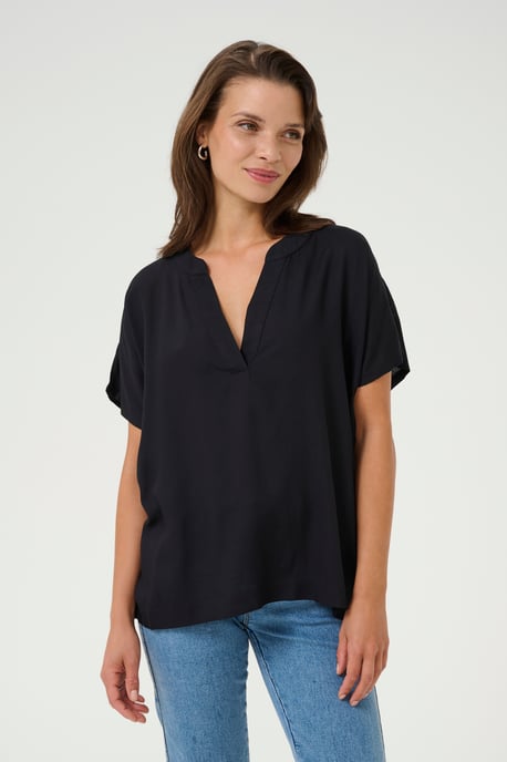 Blouse met korte mouwen Regular fit Black - Image 3