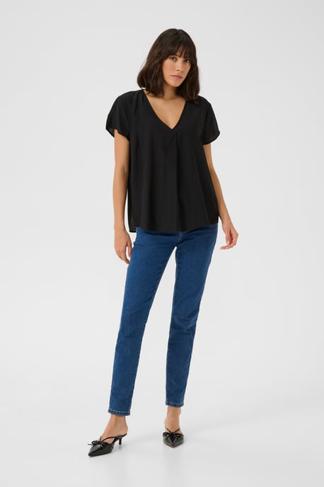 Blouse met korte mouwen Regular fit Black - Image 1