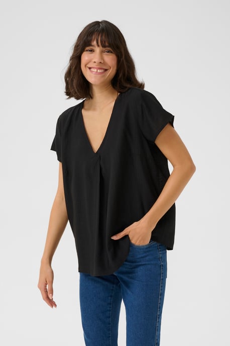 Blouse met korte mouwen Regular fit Black - Image 3