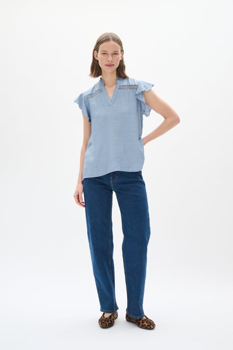 Blouse met korte mouwen Bleached Blue - Image 2