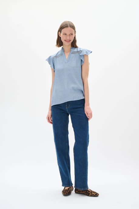 Blouse met korte mouwen Bleached Blue - Image 3
