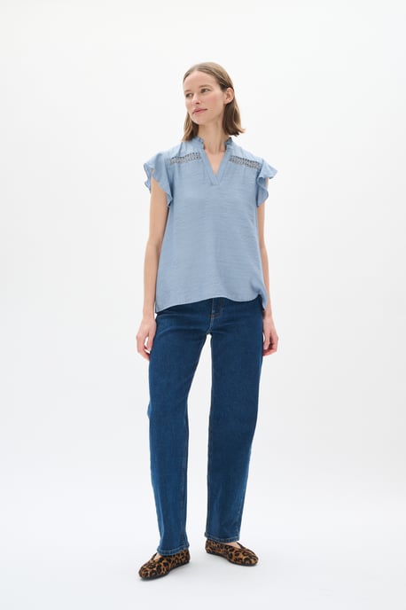 Blouse met korte mouwen Bleached Blue - Image 4