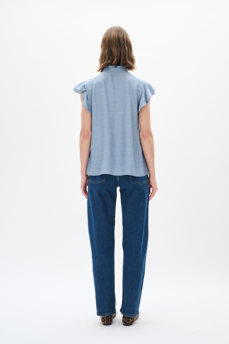 Blouse met korte mouwen Bleached Blue - Image 5