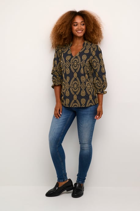 Blouse met korte mouwen Casual fit Blac - Image 4