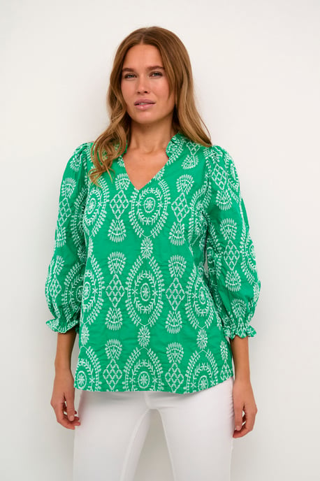 Blouse met korte mouwen Casual fit Holly Green - Image 2