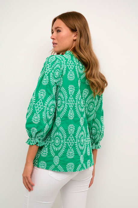 Blouse met korte mouwen Casual fit Holly Green - Image 3