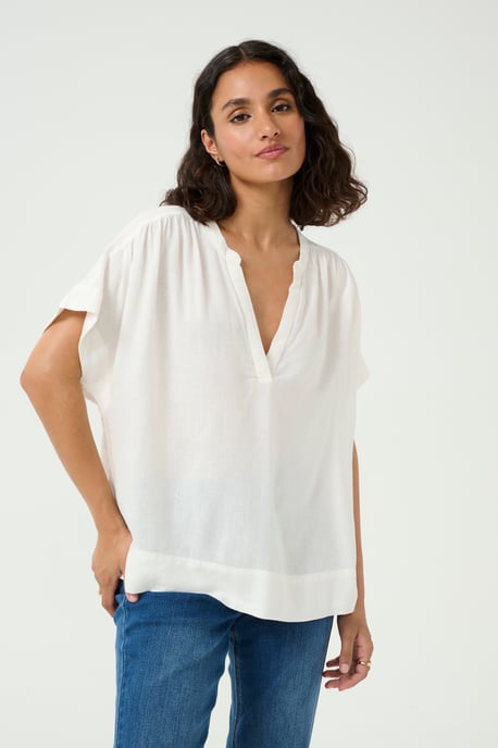 Blouse met korte mouwen Loose fit Chalk white - Image 2