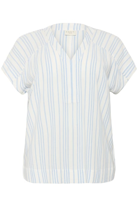 Blouse met korte mouwen Loose fit Chalk/Soft Chambray Stripe white blue - Image 4