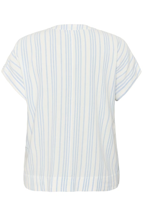 Blouse met korte mouwen Loose fit Chalk/Soft Chambray Stripe white blue - Image 5