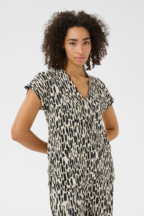 Mouwloos shirt Casual fit Turtledove/Black Paint Print white black - Image 3