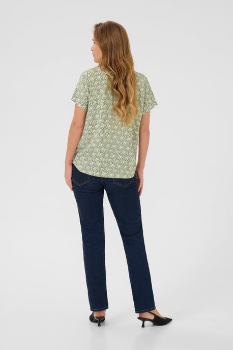 Blouse met korte mouwen Regular fit Oli Green / Chalk Print - Image 2