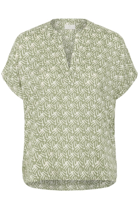 Blouse met korte mouwen Regular fit Oli Green / Chalk Print - Image 4