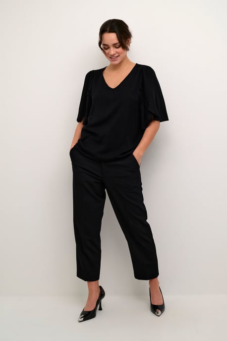 Blouse met korte mouwen Loose fit Black - Image 1