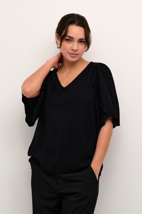 Blouse met korte mouwen Loose fit Black - Image 2
