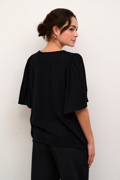Blouse met korte mouwen Loose fit Black - Image 3