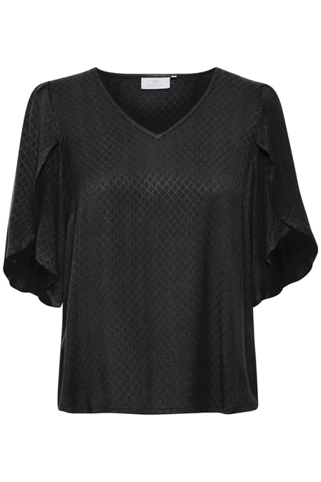 Blouse met korte mouwen Loose fit Black - Image 4