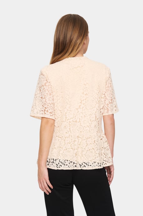 Blouse met korte mouwen Regular fit Creme - Image 3