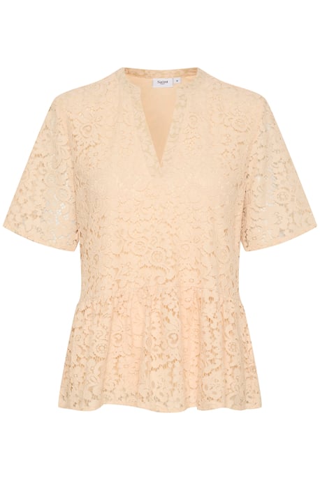 Blouse met korte mouwen Regular fit Creme - Image 4