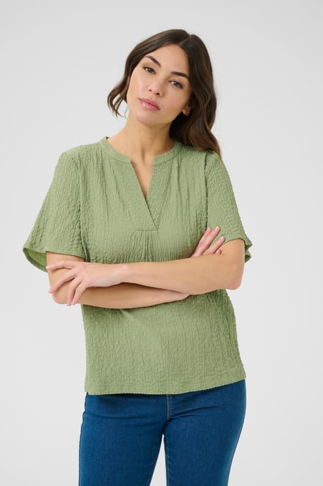 Blouse met korte mouwen Regular fit Oil Green - Image 3