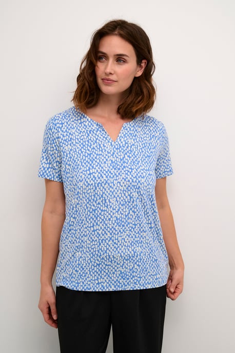Blouse met korte mouwen Regular fit Ultramatine/Feather Gray Dot blue white - Image 2